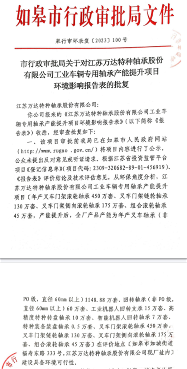 万达轴承或有上亿元项目未披露 产能数据自半岛Bandao体育相矛盾(图3)